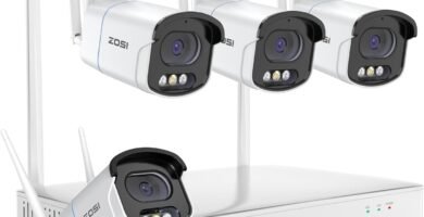 ZOSI 2.5K Spotlight Wireless CCTV Camera System with Person Vehicle Detection, 8CH NVR with 2TB HDD, 4Pcs 4MP WiFi Surveillance Cameras Outdoor Indoor, Color Night Vision, 2-Way Audio, Siren Alarm