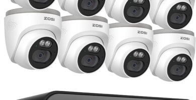 ZOSI 8CH 5MP PoE CCTV Camera System, 2.5K 8 Channel H.265+ PoE NVR with 2TB HDD and 8 X 4MP Outdoor PoE Security Cameras, Human Detection, Remote Access, 24/7 Recording