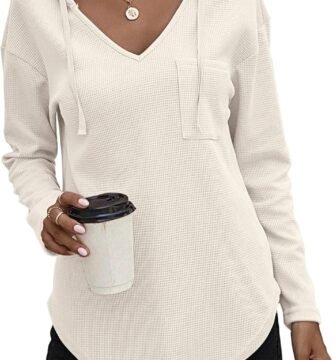 Zeagoo Hoodies for Women UK Waffle Sweatshirt Long Sleeve Tops Autumn Pullover with Pocket Zeagoo Hoodies for Women UK Waffle Sweatshirt Long Sleeve Tops Autumn Pullover with Pocket