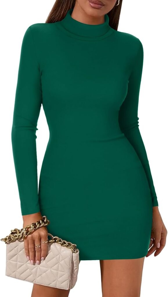 Zeagoo Womens Sweater Dress Long Sleeve Turtle Neck Bodycon Dresses Elegant Knitted Midi-Dress Autumn Winter Jumper-Dress Size 8-16 Zeagoo Womens Sweater Dress Long Sleeve Turtle Neck Bodycon Dresses Elegant Knitted Midi-Dress Autumn Winter Jumper-Dress Size 8-16
