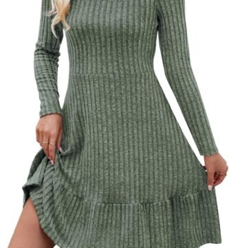 Zetieny Jumper Dress for Women Tunic Dress Ladies Long Sleeve Winter Dress UK Knitted Dress for Leggings
