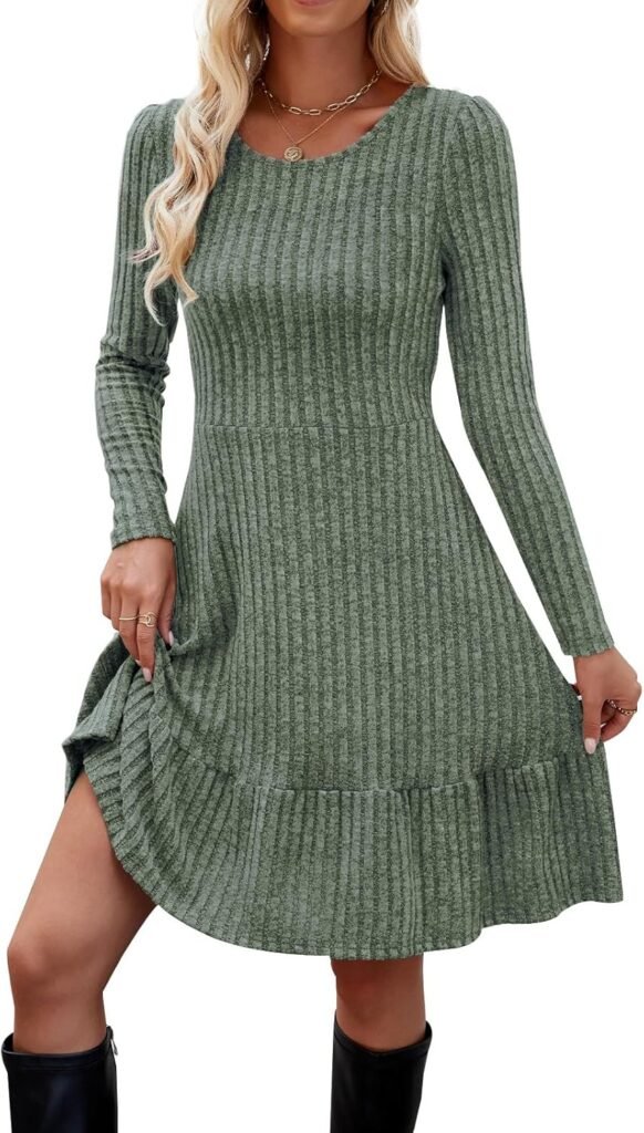 Zetieny Jumper Dress for Women Tunic Dress Ladies Long Sleeve Winter Dress UK Knitted Dress for Leggings