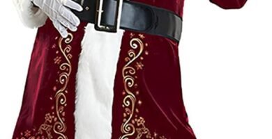 ZhuiKun Men’s Santa Costume Set 12pcs Christmas Adult Santa Claus Costume Outfit Men’s Deluxe Santa Suit for Party Cosplay