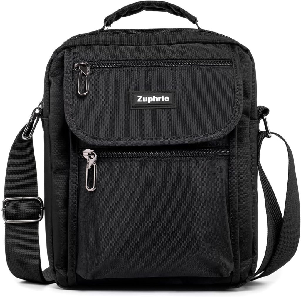Zuphrie Waterproof Multi Pockets Crossbody Bag with Handle for Men Casual Travel Messenger Shoulder Bag Side Satchel Handbag Long Strap for Tablet Work