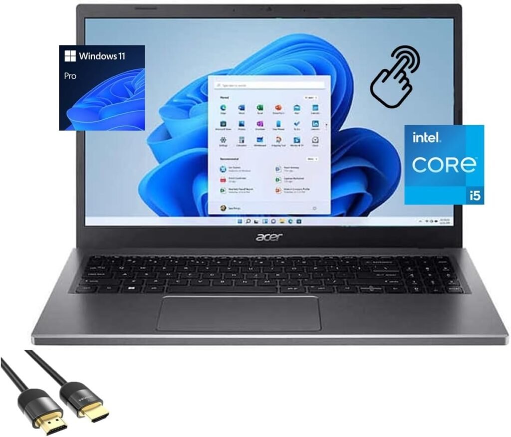 acer Aspire 5 Laptop for Student & Business, 15.6″ FHD Touchscreen Display, 13th Gen 8-Cores i5-13420H, 8GB RAM, 512GB PCIe SSD, Keypad, WiFi 6, Webcam, HDMI, BT, PDG HDMI Cable, Win 11 Pro