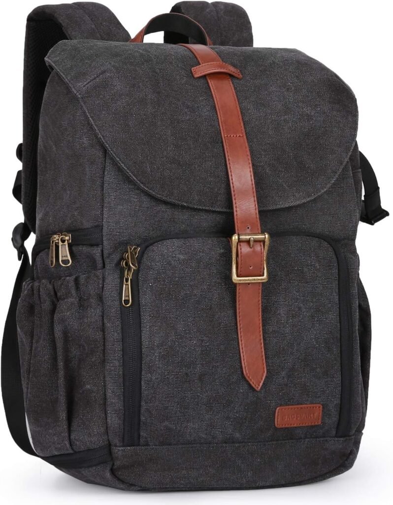 bagsmart Camera Backpack DSLR, Anti-thief Canvas Camera Bag Water Resistant Fit up to 15″ Laptop with Rain Cover, Tripod Holder, Black bagsmart Camera Backpack DSLR, Anti-thief Canvas Camera Bag Water Resistant Fit up to 15″ Laptop with Rain Cover, Tripod Holder, Black