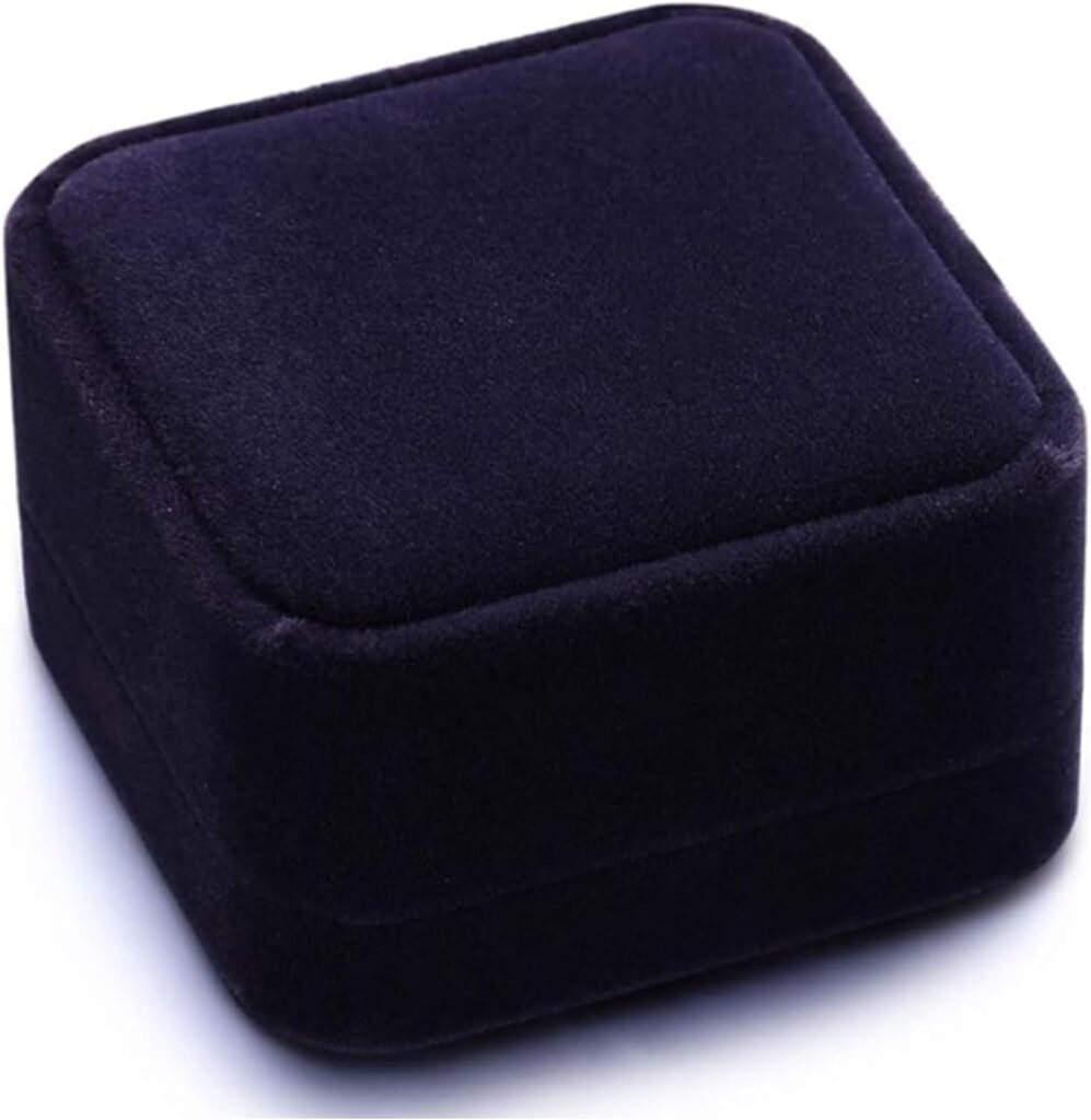 cellhelmet 2024 New Styles – Classic Velvet Pendant Necklace Box Black Jewelry Case High Class Flip Open Engagement Birthday Christmas Day Gift Box Women Men – Blue Black