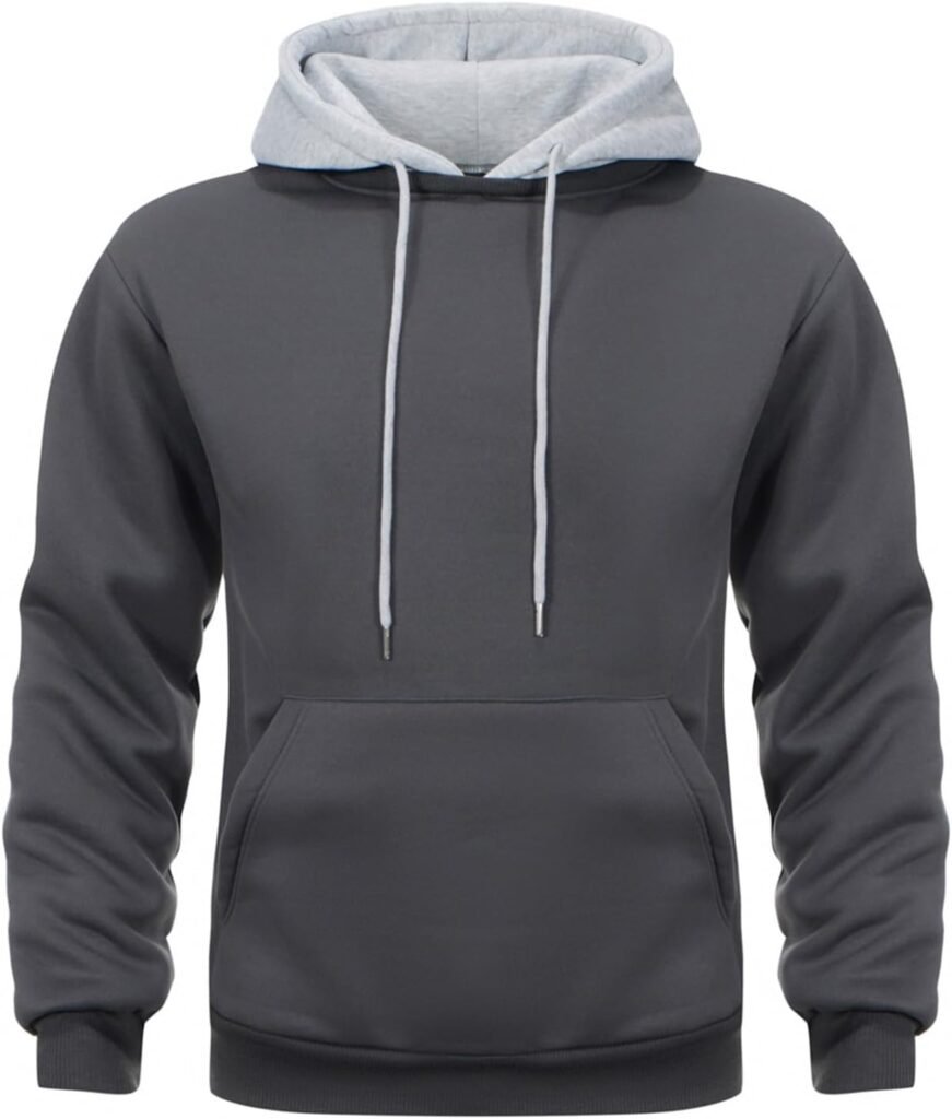 comefohome Hoodies for Men UK Pullover Color Block Fleece Sweatshirts Long Sleeve Drawstring Casual Designer Hoody Tops with Pockets
