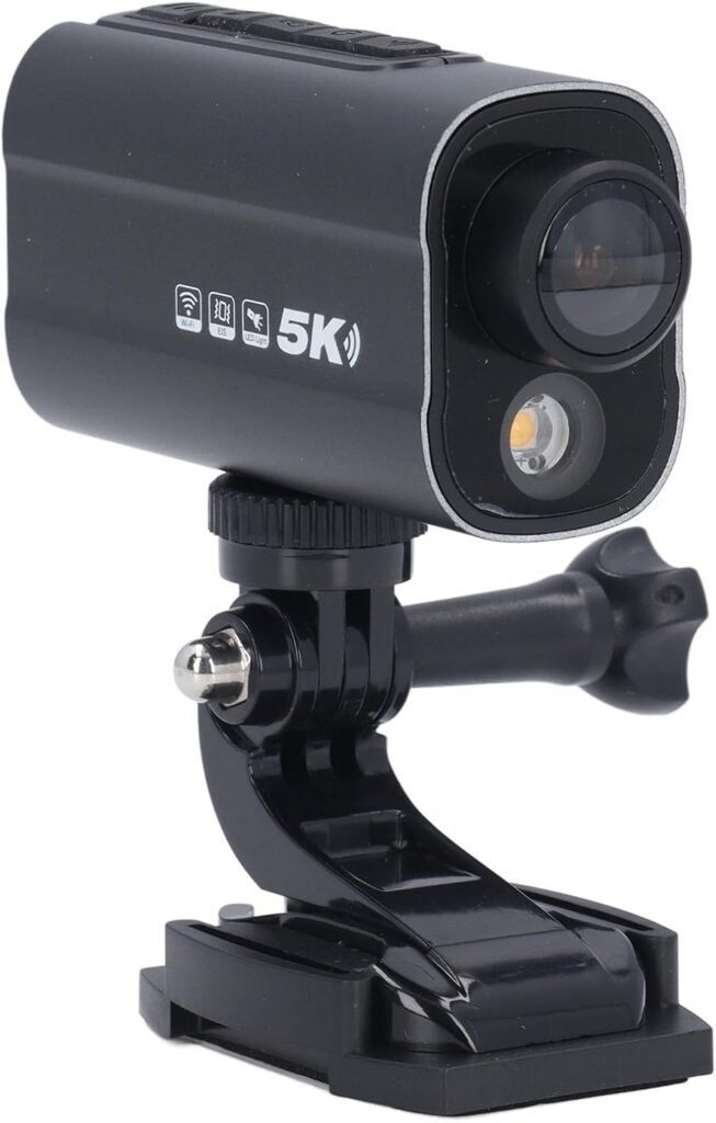 goodstumbler Motorbike Camera, 5K Action Camera EIS Anti Shake 2.4G Connected Night Vision Photography Riding Recorder with LED Light for Biking Helmets