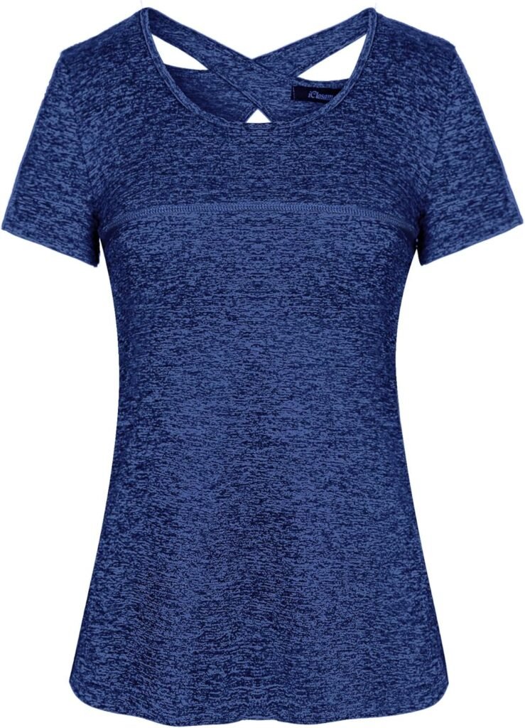 iClosam Women’s Tunic T-Shirt Gym Top for Running Athletic Clothes Casual Wear Yoga Workout Short Sleeve Crew Neck, Dark Gray, UK Size – S: 6-8 iClosam Women’s Tunic T-Shirt Gym Top for Running Athletic Clothes Casual Wear Yoga Workout Short Sleeve Crew Neck, Dark Gray, UK Size – S: 6-8