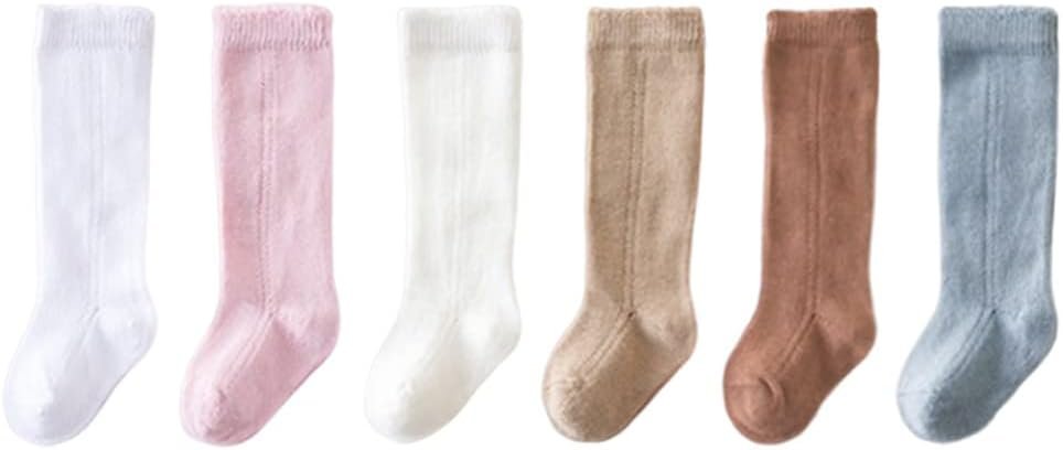 imKutie Newborn Baby Girls Knee High Socks, Infant Baby Cozy Breathable Mesh Dress Socks Cotton Knitting Stockings for 0-24 Months