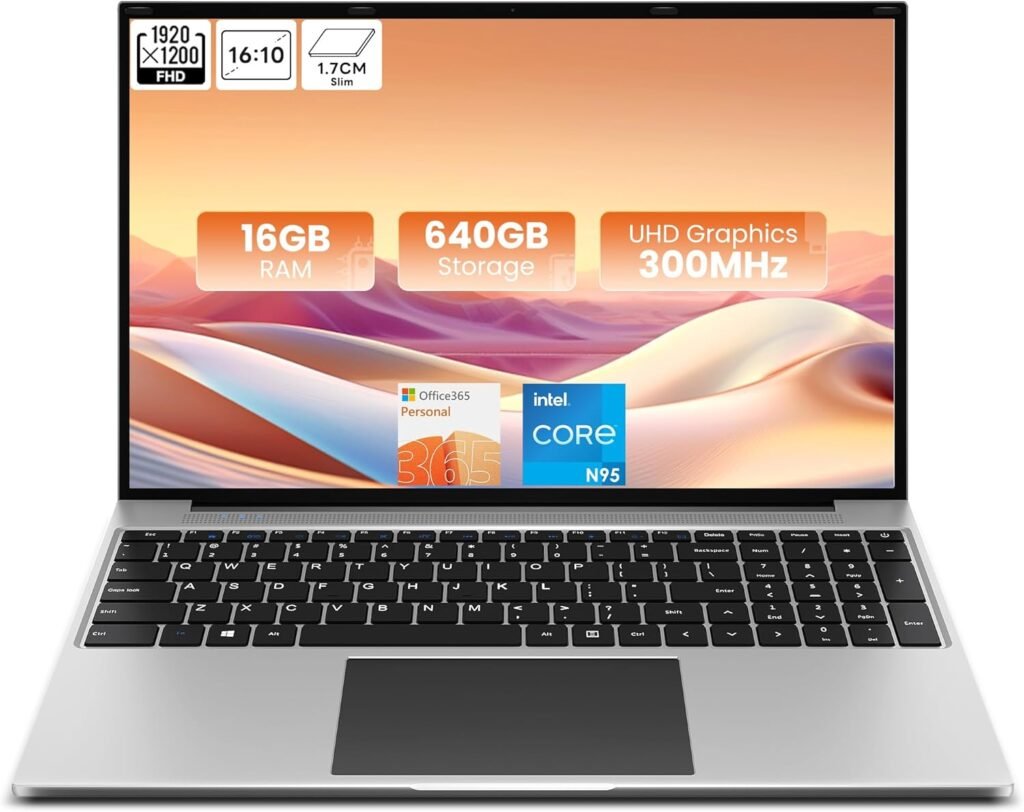jumper 16 inch laptop, Celeron N95 Notebook, 16GB DDR4 640GB (128G eMMc+512G SSD) laptops, 1920×1200 FHD IPS display (16:10), Office 365 1 year subscription, Suitable for Students, Office jumper 16 inch laptop, Celeron N95 Notebook, 16GB DDR4 640GB (128G eMMc+512G SSD) laptops, 1920×1200 FHD IPS display (16:10), Office 365 1 year subscription, Suitable for Students, Office
