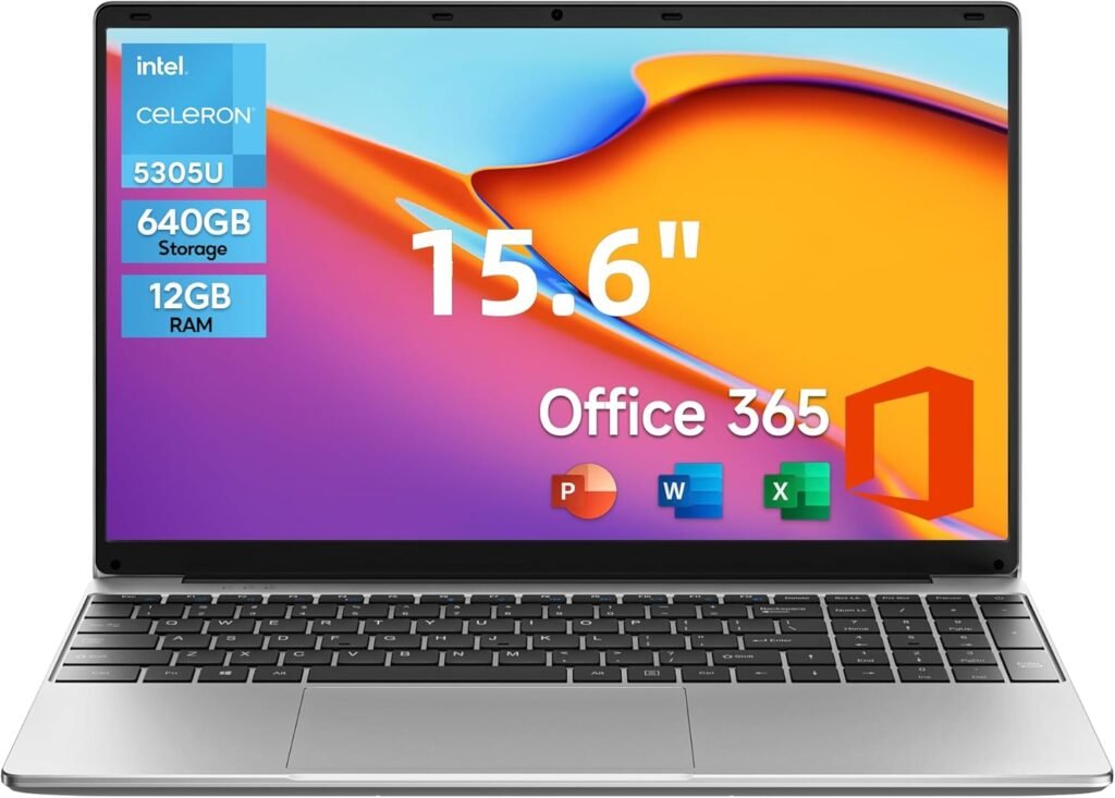 jumper Laptop, 15.6 inch Full HD Display Laptop, 5305U Processor, 12GB RAM 640GB (512G SSD+128G eMMc), 5000mAh Battery, Office 365 1-Year Subscription, Mini HDMI,WiFi 5G, Keyboard Film UK.