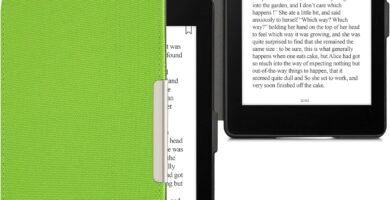 kwmobile Case Compatible with Amazon Kindle Paperwhite – Nylon Protective e-Reader Cover Folio Book Style Case – Light Green