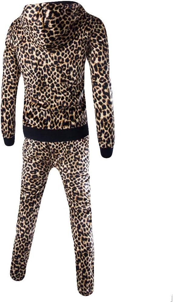 liaddkv Men’s leopard print autumn patchwork sweatshirt top trousers suit sports suit men’s tracksuits 2-piece athletic jogging outfits short shirt and long sweatpants tracksuit set