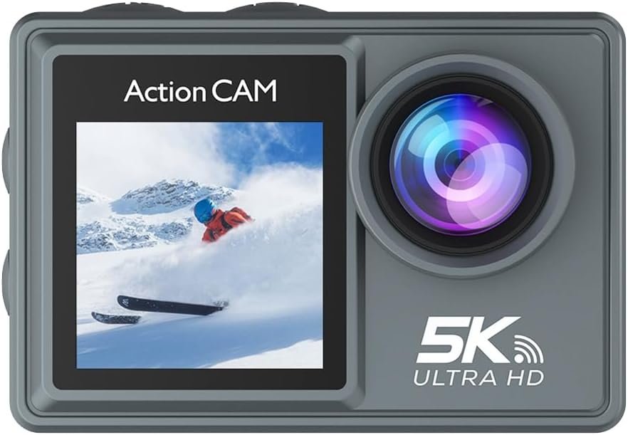 pintoc Action Camera Remote Control Electronic Image Stabilization Camera 5K 30FPS with Wifi for Outdoor Diving Sports