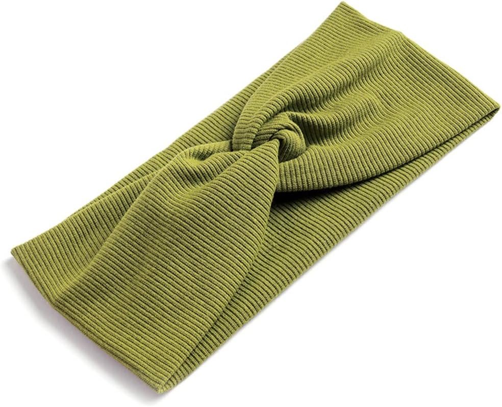 scicent Women’s Fashion Headbands Green Knotted Bandana Headwrap Teen Girls Wide Elastic Hairband Solid Color with Sport Yoga Twisted Hair Accessories 11210