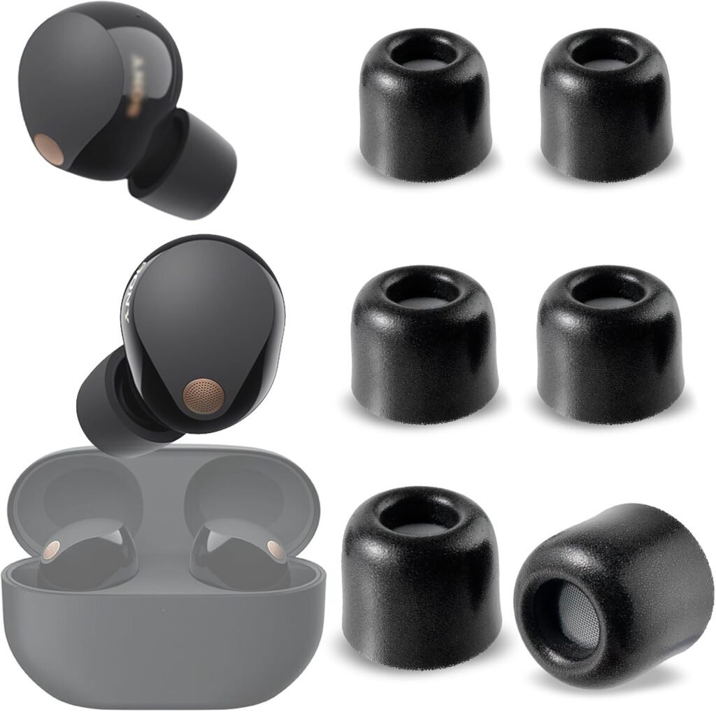 sciuU Noise-isolating Ear Bud Tips [3 Pairs] compatible with Sony WF-1000XM5 Earbuds, Built-in Dust Filter Memory Foam Eartips, Noise Reduction & Sound Enhancement– S+M+L