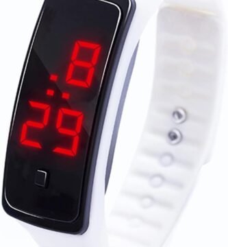 tinysiry Digital Watch, Silicone Strap Electronic Watch, LED Backlight Large Display Sports Watch Great Gift for for Kids Teens Girls Boys White