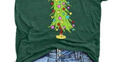 tiorhooe Womens Christmas T Shirt Ladies Xmas T Shirts Christmas Light Tree Shirt tiorhooe Womens Christmas T Shirt Ladies Xmas T Shirts Christmas Light Tree Shirt