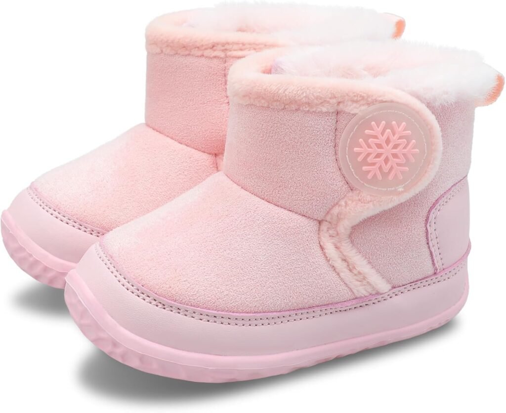 JIASUQI Baby Winter Booties Toddler Ankle Snow Boots with Faux Fur Lined Kid Warm Slippers Shoes for Baby Boys Girls