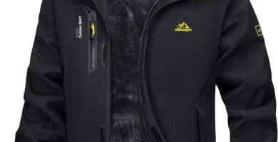 MAGCOMSEN Men’s Outdoor Fleece Jacket Winter Waterproof Warm Ski Mountain Jackets with Hood