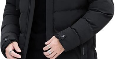 aromm Men’s Winter Warm Jacket with Hood Mid Length Zip up Quilted Padded Puffer Coats