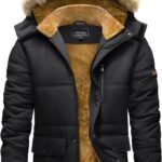 TACVASEN Men’s Winter Jacket Windproof Fleece Thicken Warm Jacket Parka Coat Fur Hood