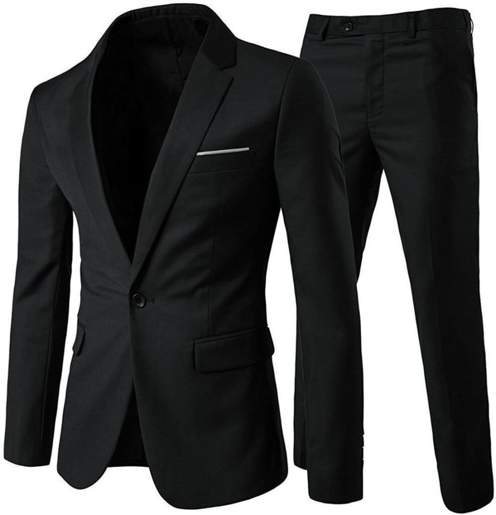 Allthemen Mens Suits 2 Piece Slim Fit Wedding Dress Suit One Button Business Suit Blazer Jackets Trousers