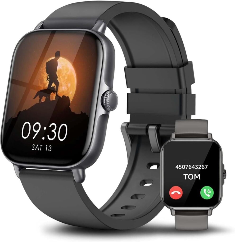 ASWEE Smart Watch for Men Women, Fitness Watch with Intelligent Reminders and Phone Calls, Activity Trackers with Heart Rate Sleep Monitor, 1.85″ Touch Screen Pedometer for Android iOS