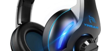 YINSAN Gaming Headset for PS5 PS4 Xbox Series X/S Nintendo Switch Xbox One PC, Wired Gaming Headphones with Stereo Surround Sound Noise Cancelling Mic One-key Mute Button, Blue – LED Lights YINSAN Gaming Headset for PS5 PS4 Xbox Series X/S Nintendo Switch Xbox One PC, Wired Gaming Headphones with Stereo Surround Sound Noise Cancelling Mic One-key Mute Button, Blue – LED Lights