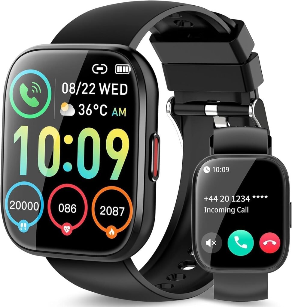 Smart Watch (Answer/Make Calls), Smart Watches for Men Women with 1.85 Touch Screen, Step Counter, IP68 Waterproof, 112 Sport Modes , Heart Rate/Sleep Monitor Fitness Watch for iOS Android, Black Smart Watch (Answer/Make Calls), Smart Watches for Men Women with 1.85 Touch Screen, Step Counter, IP68 Waterproof, 112 Sport Modes , Heart Rate/Sleep Monitor Fitness Watch for iOS Android, Black