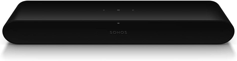 Sonos Ray Soundbar – All-in-one compact and sleek soundbar with Blockbuster sound for movies, gaming and wifi music streaming, compatible App and Apple AirPlay, in black