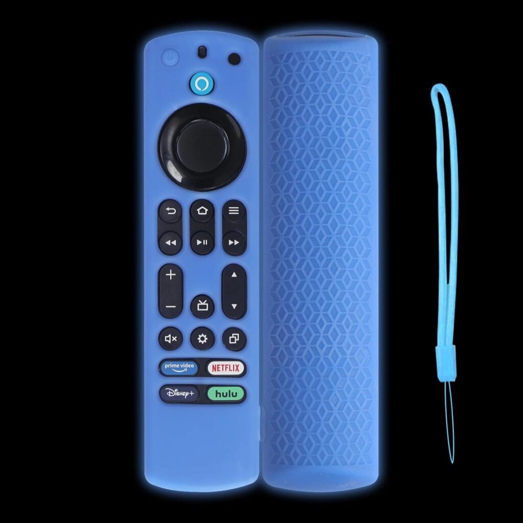KNOXS Silicone Remote Case Compatible with Amazon Fire TV Stick 4K Max, [Anti Slip, Shockproof, Dustproof] Case Compatible with Amazon Fire TV Smart TVs (Glow Blue)