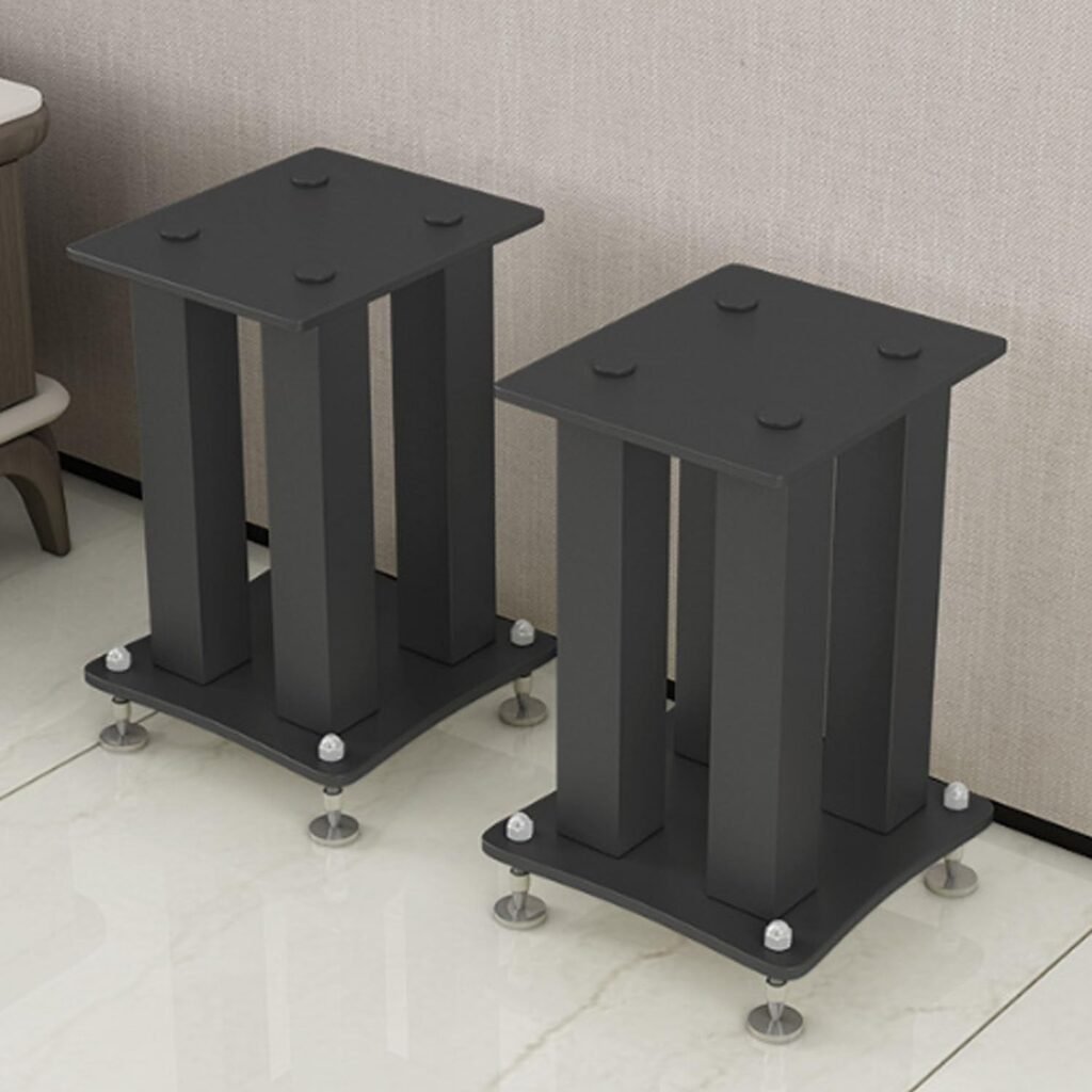 Floor standing Speaker Stands 2 Pack for Home Theater Sound System Supports 22lbs Each Optional Sand Filling for Enhanced Acoustics 60cm Tall Black (1 Pair)