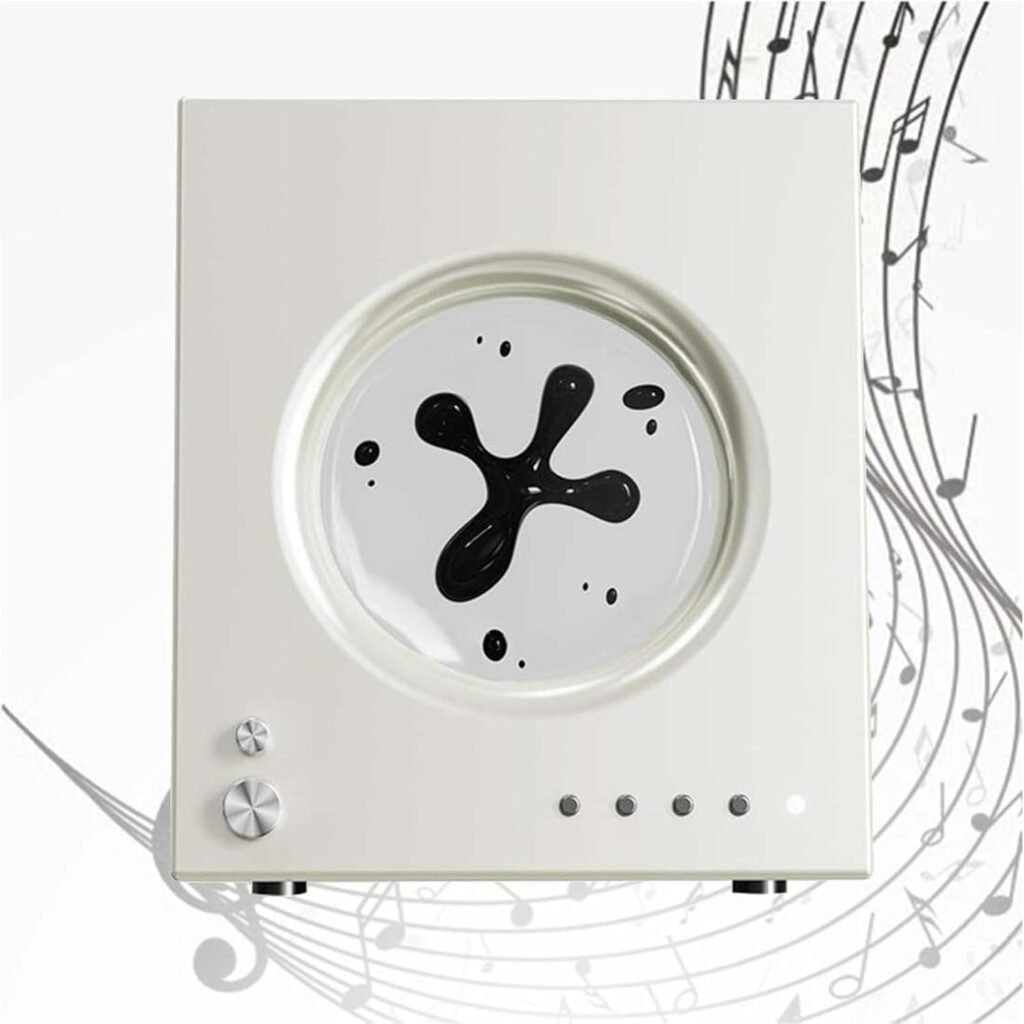 DDZJTPP Magnetic Fluid Speaker, Dancing Ferrofluid with Music Rhythm, 360° Surround Sound Home Theater Audio System, for Home TV Computer Office Desktop Decor,White