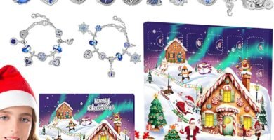 24 Days Christmas Countdown Calendar Bracelets Set, Christmas 2024 Jewelry Making Kit, Teen Girls Cute Charm Bracelet Earring Jewelry Beads Making Christmas For Boys Girls
