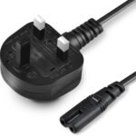 2M UK Figure 8 Power Lead BS1363 to IEC227 C7 2 PIN for TV,Printer,Monitor,Led,Camera Laptop Charger,Kettle Lead Power Cable for PS,Xbox,Samsung,Lg,Philips,Toshiba,Sony,Panasonic,Jvc,Canon,HP,Brother