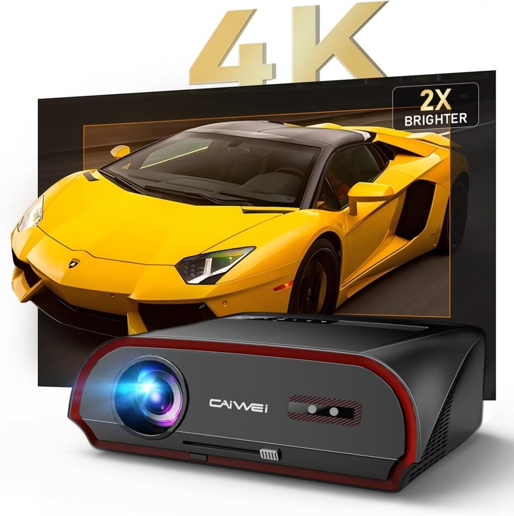 4K Ultra HD Daytime Home Theater Projector High Bright 1400 ANSI Lumens Smart Movie Projector with 300″ Display, HDR Daylight WiFi6 Bluetooth RJ45 LAN Gaming Projector Keystone Zoom Outdoor Home