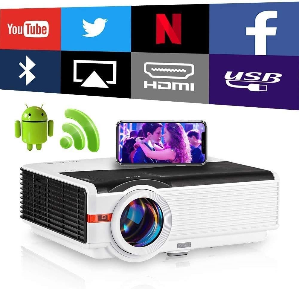 7200 Lumen High Brightness Projector WiFi Bluetooth, HD 1080P Supported HDMI Digital Smart TV Proyector, Compatible with Blu Ray DVD Laptop Computer Playstation Xbox Fire TV Stick Smartphones 7200 Lumen High Brightness Projector WiFi Bluetooth, HD 1080P Supported HDMI Digital Smart TV Proyector, Compatible with Blu Ray DVD Laptop Computer Playstation Xbox Fire TV Stick Smartphones