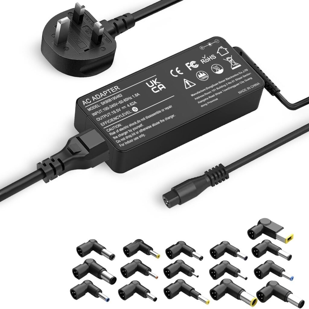90W Universal AC Laptop Charger with 16 Tips for Asus Lenovo Dell HP Acer Samsung Toshiba Notebooks – Power Supply Cord Adapter without USB-C Connection