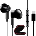 ACOCOBUY USB C Headphones with Mic for iPhone 16 15 USB C Earphones USB Type C Headphone In Ear Earbuds Wired for Samsung A16 5G A55 A35 A53 A54 S24 S23 S22 for iPad 10th Gen Pixel 9 OnePlus 13 Black