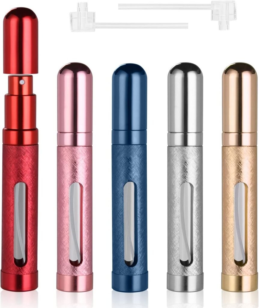 ACWOO Perfume Atomiser Bottles, 5Pcs 12ml Refillable Perfume Atomizer Empty Spray Bottles, Travel Fine Mist Fragrance Bottle with Window, Portable Purse Pocket Handbag Perfume Bottle for Men and Women ACWOO Perfume Atomiser Bottles, 5Pcs 12ml Refillable Perfume Atomizer Empty Spray Bottles, Travel Fine Mist Fragrance Bottle with Window, Portable Purse Pocket Handbag Perfume Bottle for Men and Women
