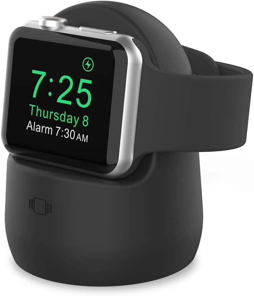 AHASTYLE iWatch Charger Stand Silicone Dock Holder for Apple Watch Ultra 2, Ultra, SE2, SE, Series 10 9 8 7 6 5 4 3 2 1 (49/46/45/44/42/41/40/38mm), Supports Nightstand Mode (Black) AHASTYLE iWatch Charger Stand Silicone Dock Holder for Apple Watch Ultra 2, Ultra, SE2, SE, Series 10 9 8 7 6 5 4 3 2 1 (49/46/45/44/42/41/40/38mm), Supports Nightstand Mode (Black)