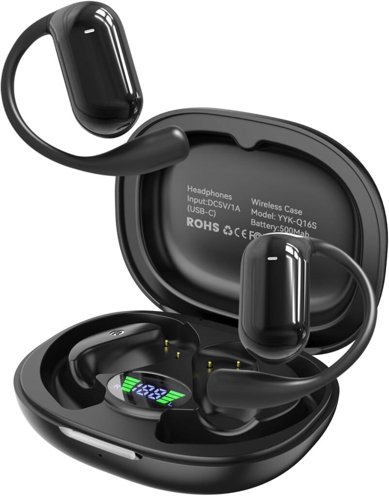 ANSTEN ai translator earbuds,Open Ear Bluetooth 5.4 Headphones, translation earbuds real time, LED Display 40 Hours Playback 134 languages ​​translation,Travel Business Learning Work