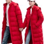 ANUFER Unisex Men’s Women’s Long Puffer Jacket Thermal Cotton Padded Winter Coat with Detachable Hood