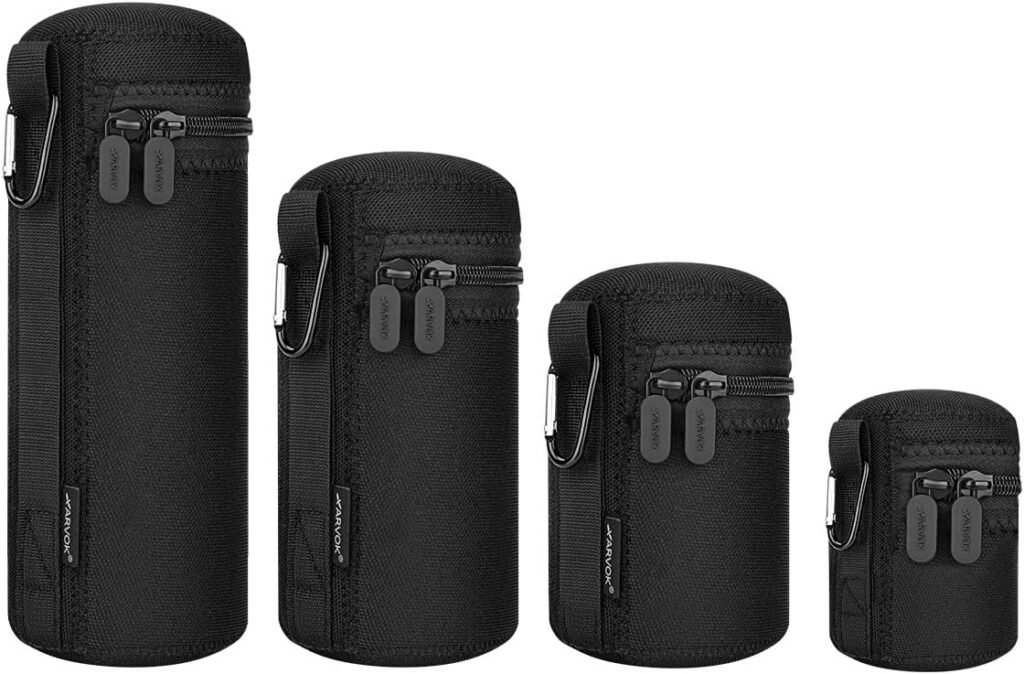 ARVOK Lens Pouch Set, Water Resistant Protective Lens Cases for DSLR Camera Lens, 4 Size Thick Camera Lens Bag for Canon, Nikon, Tamron, Sigma, Pentax, Sony, Olympus, Panasonic ARVOK Lens Pouch Set, Water Resistant Protective Lens Cases for DSLR Camera Lens, 4 Size Thick Camera Lens Bag for Canon, Nikon, Tamron, Sigma, Pentax, Sony, Olympus, Panasonic