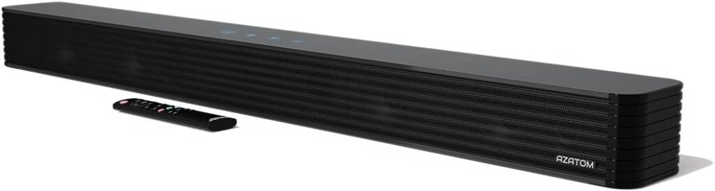 AZATOM Studio Wave 120W Soundbar with 3D Surround Sound, Wireless Bluetooth, LED Display, Touch Controls, and Remote – Wall & Table Mountable, Optical, AUX, USB Connectivity for Home Theatre & Gaming