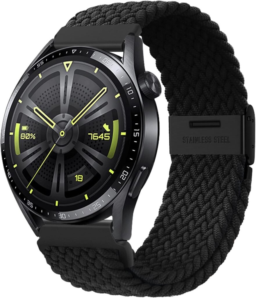 AidorMax Watch Straps – Quick Release Elastic Braided Watch Bands 22mm, Soft Breathable Nylon Replacement Strap with Adjustable Buckle for Smartwatches and Wristwatches Men Women (Black) AidorMax Watch Straps – Quick Release Elastic Braided Watch Bands 22mm, Soft Breathable Nylon Replacement Strap with Adjustable Buckle for Smartwatches and Wristwatches Men Women (Black)