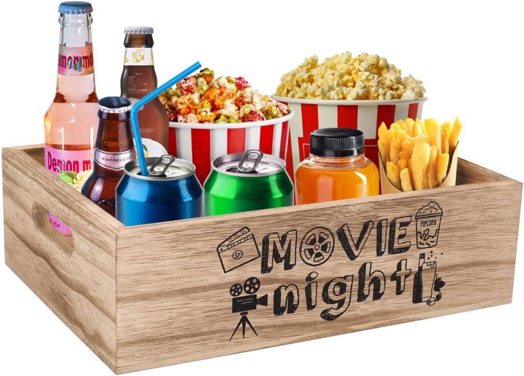 Aksipo Movie Night Snack Organizer with Handles, Wooden Movie Night Snack Trays for Cinema Movie Party, Reusable Snack Holder Snack Boxes for Home Kitchen Countertop Chips Candy Popcorn Supplies Aksipo Movie Night Snack Organizer with Handles, Wooden Movie Night Snack Trays for Cinema Movie Party, Reusable Snack Holder Snack Boxes for Home Kitchen Countertop Chips Candy Popcorn Supplies